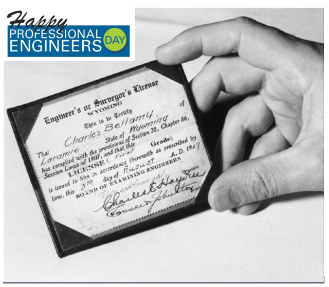 On August 8, 1907, the first professional engineering license was issued in Wyoming.