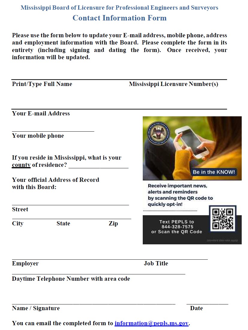 2026 Contact information form