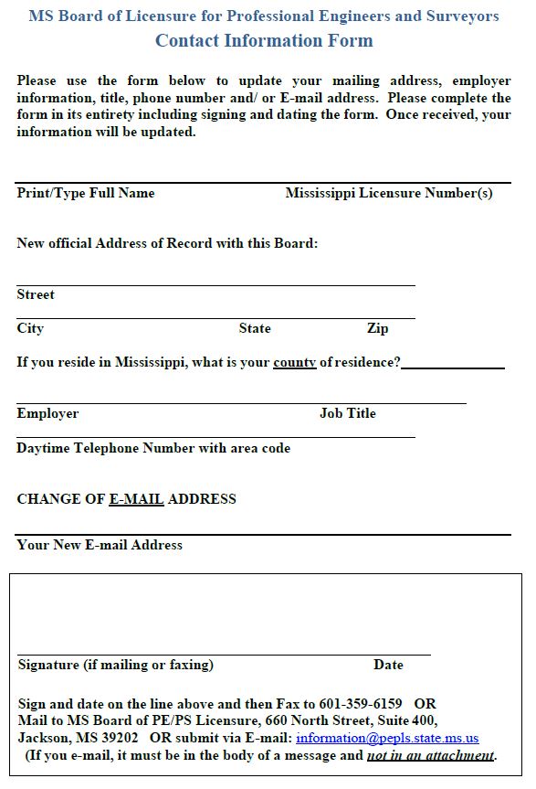 Address change form image