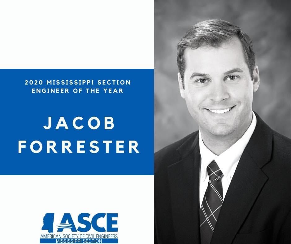 Jacob Forrester, PE named Engineer of the Year - ASCE Mississippi Section